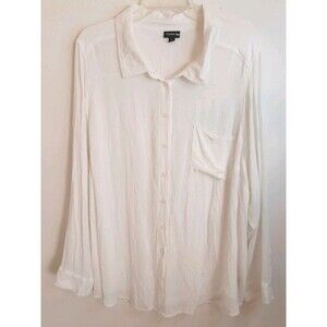 Torrid 4 Button Up Dress Shirt White Longsleeve Coastal Vacation Summer Beach